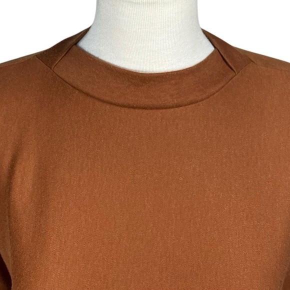 VINTAGE Oliver Dark Caramel Batwing Elbow Sleeve Top Adjustable Tie One Size - Picture 2 of 8